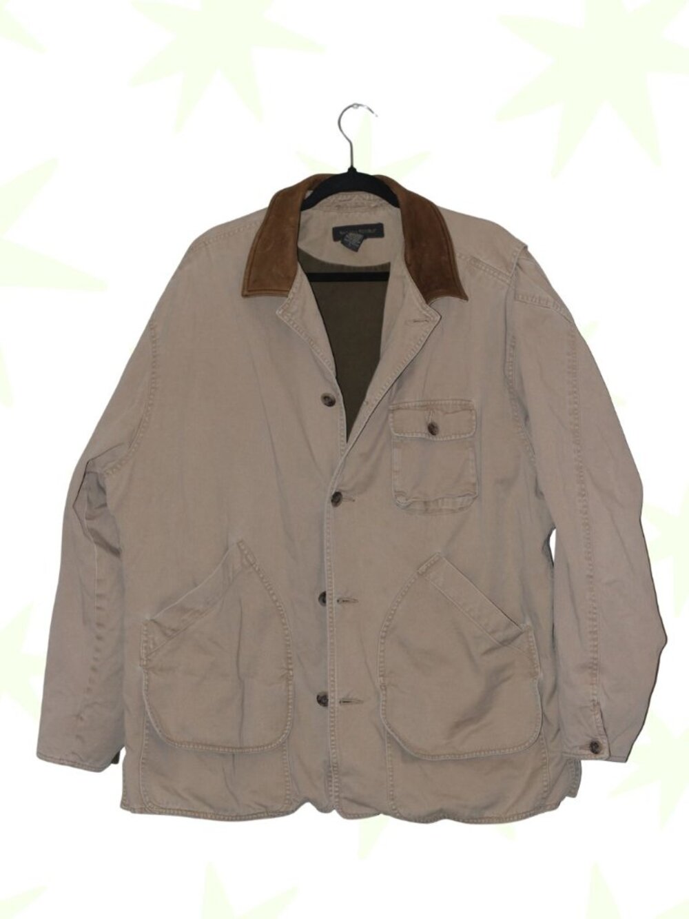 Banana Republic heavy lined chore coat leather collar L